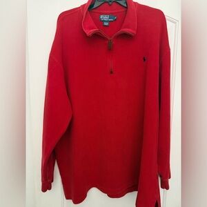 Polo Ralph Lauren Mens 2XB xxl Red Quarter Zip Pullover Sweater Preppy Old Money